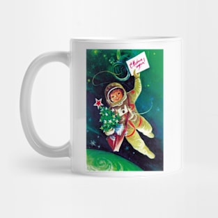 Space New Year, Space Christmas, Soviet posterart Mug